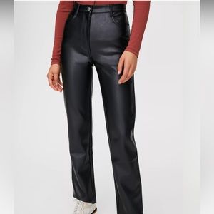 Aritzia Melina Leather Pants in tan